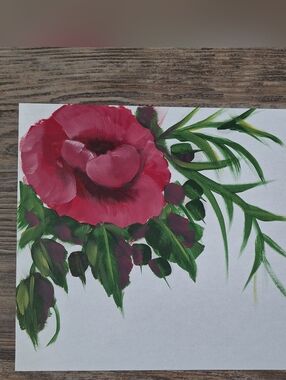 Oil Painting Flower On Paper Unframed 9x12